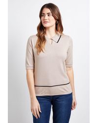 Wallis - Collared Tipped Knitted T Shirt - Lyst