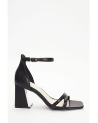 Quiz - Wide Fit Asymmetric Strap Heeled Sandals Faux Leather - Lyst