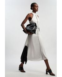 Karen Millen - Petite Colour Block Fluid Tencel Halter Neck Woven Maxi Dress - Lyst