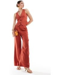 ASOS - Tailored High Waist Seam Detail Wide Leg Linen Trousers Co-Ord - Lyst
