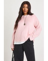 Boohoo - Plus Fluffy Crew Neck Oversized Jumper - Lyst