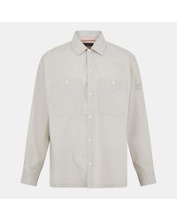 BOSS - Solid Snap Button Shirt Collared Barrel Cuff Overshirt - Lyst