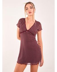 Pink Vanilla - Check Cap Sleeve Mini Dress - Lyst