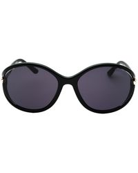 Tom Ford - Dark Smoke Lens Glanzende Zwarte Zonnebril - Lyst