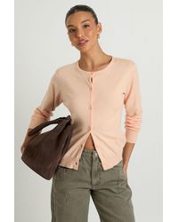 Boohoo - Super Soft Lightweight Knitted Crew Neck Cardigan - Lyst