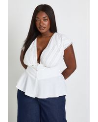 Boohoo - Plus Woven Lace Trim Detail Smock Top - Lyst