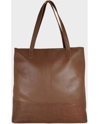 Assots London - 'sienna' Tan Croc + Pebble Grain Unlined Leather Tote Bag - Lyst
