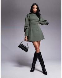 ASOS - Cocoon Sleeve Sinched Waist Sweat Mini Dress - Lyst