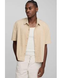 BoohooMAN - Oversized Boxy Faux Suede Western Collar Tip Shirt - Lyst