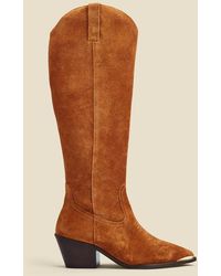 Sosandar - Suede Tab Detail Knee High Western Boots With Metal Trim - Lyst