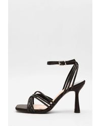 Quiz - Satin Diamante Cross Strap Heeled Sandals - Lyst