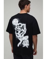 BoohooMAN - Oversized Graffiti Floral Print T-Shirt Cotton - Lyst