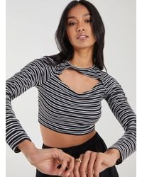 Pink Vanilla - Striped Rib Letterbox Long Sleeve Top - Lyst