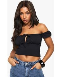 Boohoo - Cotton Tie Front Milkamid Top - Lyst