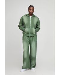 BoohooMAN - Oversized Boxy Sport Embroidered Double Ended Zip Spray Wash Hooded Tracksuit - Lyst