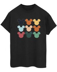 Disney - Ladies Mickey Mouse Heads Square Cotton Boyfriend T-Shirt () - Lyst