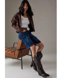 Faith - Nash Brushed Faux Leather Western Calf Boots - Lyst