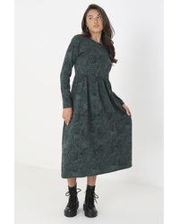 Brave Soul - Cotton 'Mistie' Animal Print Long Sleeve Midi Smock Dress - Lyst
