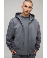 BoohooMAN - Basic Oversized Boxy Zip Through Hoodie - Lyst