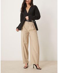 ASOS - Tailored Relaxed Trousers With Faux Leather Belt - Lyst