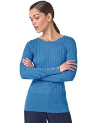 Roman - Button Detail Ribbed Longline Jumper - Lyst
