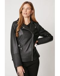 Wallis - Faux Leather Biker Jacket - Lyst