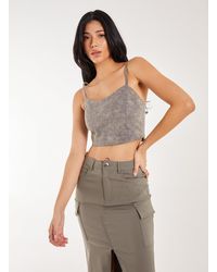 Pink Vanilla - Stone Washed Stretch Crop Top - Lyst