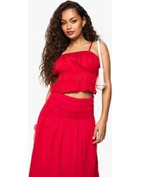 Boohoo - Shirred Cotton Poplin Cami Top - Lyst