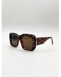 SVNX - Oversized Square Sunglasses With Diamond Check Print Arm - Lyst