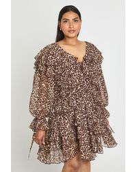 Boohoo - Plus Floral Chiffon Ruffle Mini Dress - Lyst