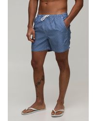 BoohooMAN - Abstract Print Mid Length Swim Short - Lyst