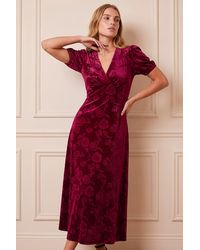 Roman - Embossed Velvet Midi Dress - Lyst