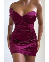 Femme Luxe - Ruched One Shoulder Sweetheart Neckline Bodycon Mini Dress - Lyst