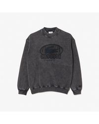 Lacoste - Embroidered Crew Neck Drop Shoulder Sweatshirt - Lyst