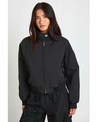 Boohoo - Button Up Funnel Neck Lightweight Bomber Jacket - Lyst