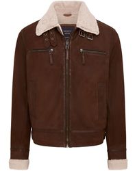 Infinity Leather - Real Sheep Suede Bomber Aviator Jacket - Lyst