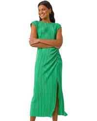 Roman - Plisse Cowl Back Midi Dress - Lyst