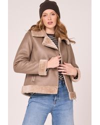 Barneys Originals - Faux Shearling Cropped Aviator - Lyst