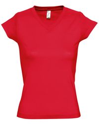 Sol's - Ladies Moon V Neck Short Sleeve T-Shirt Cotton - Lyst