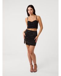 Pink Vanilla - Split Front Diamante Mini Skirt - Lyst