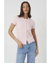 Brave Soul - Pale Cotton Rich Short Sleeve Button Down Top - Lyst