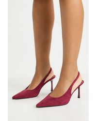 Boohoo - Wide Fit Faux Suede Slingback Stiletto Court Heels - Lyst