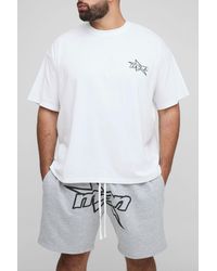 BoohooMAN - Plus Star Puff Print Oversized T-Shirt & Relaxed Jersey Short Set - Lyst