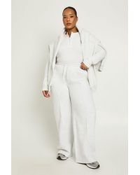 Boohoo - Plus Core Basic Pintuck Detail Deep Waistband Wide Leg Jogger - Lyst