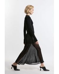 Karen Millen - Tall Viscose Blend Knit Sheer Skirt Maxi Dress - Lyst