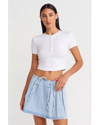 Dilvin - Slim Fit Crop Blouse With Buttons - Lyst