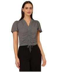 Adrianna Papell - Printed V-Neck Tie Front Flowy Flutter Sleeves Knit Top - Lyst