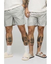 BoohooMAN - 2 Pack Camo And Plain Mid Length Swim Short - Lyst
