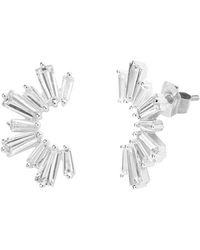 The Jewellery Stockroom - Sterling Half Circle Icicle Cubic Zirconia Stud Earrings - Lyst