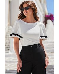 Sosandar - Contrast Trim Angel Sleeve Top Jersey - Lyst
